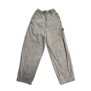 Shaina Mote Grey Cotton Carpenter Pants Wide Leg High Waist XS Made in USA